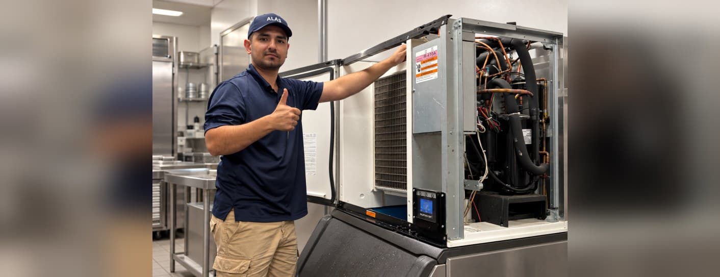 ALAS technician servicing a commercial ice machine